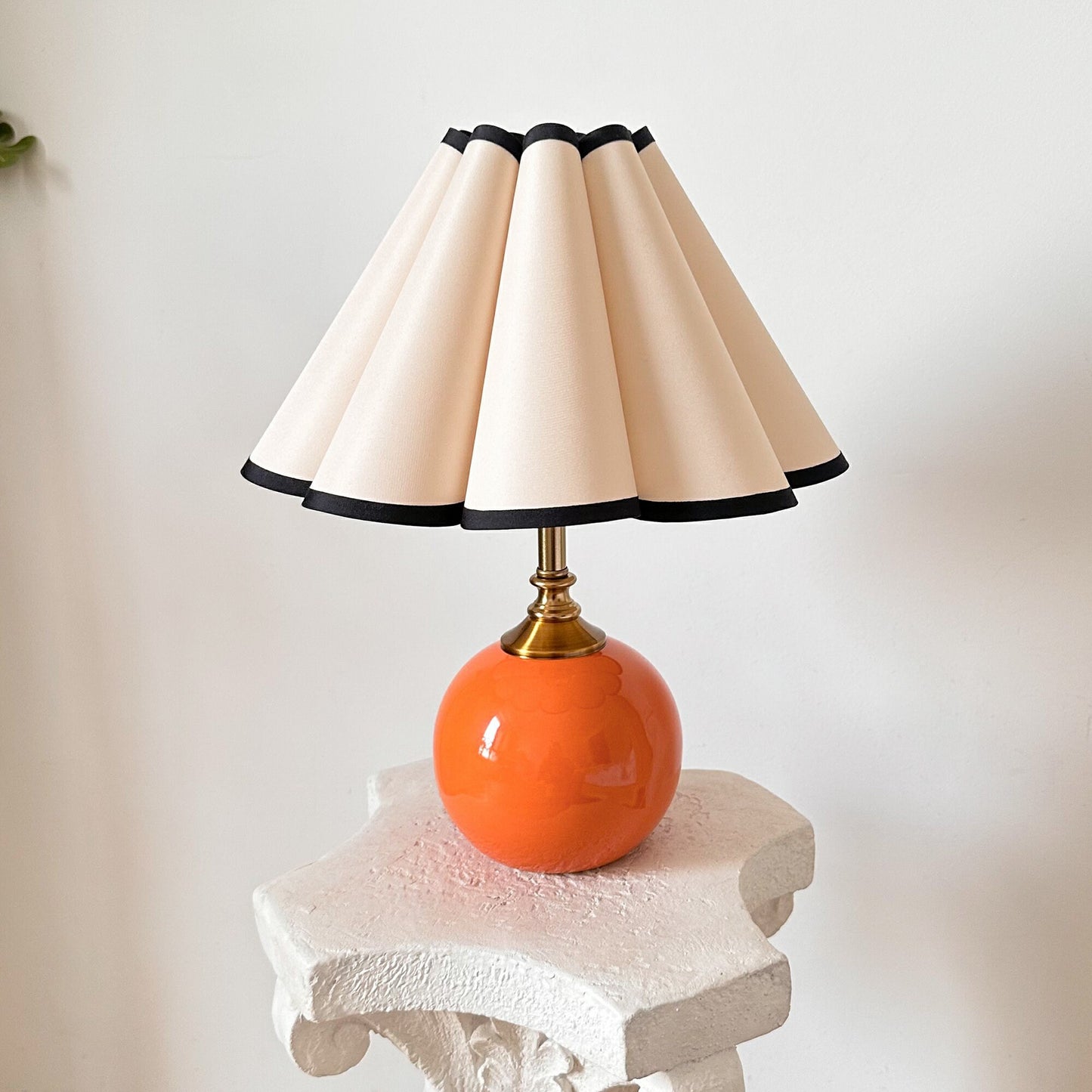 Handmade Orange Ceramic Table Lamp – Small Tall Table Lamp