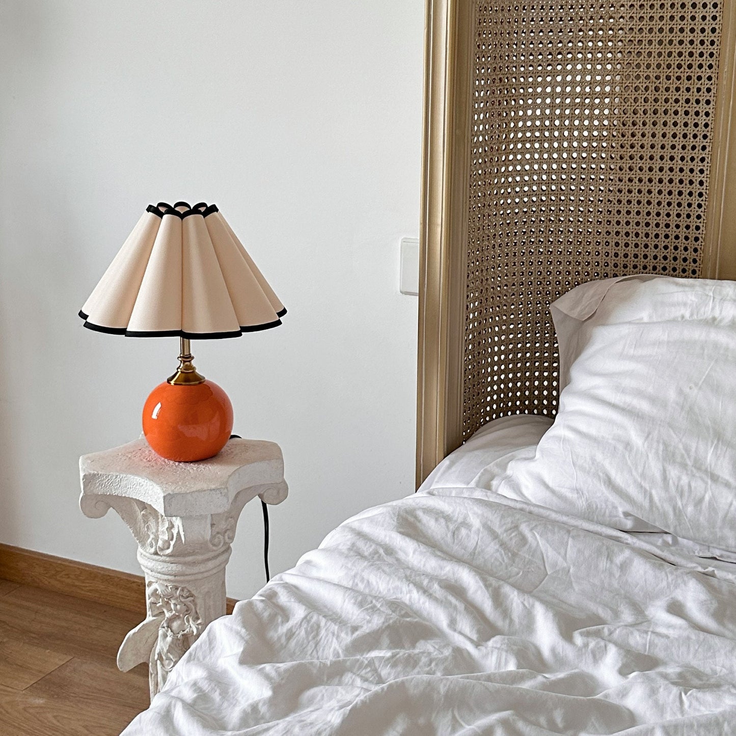 Handmade Orange Ceramic Table Lamp – Small Tall Table Lamp
