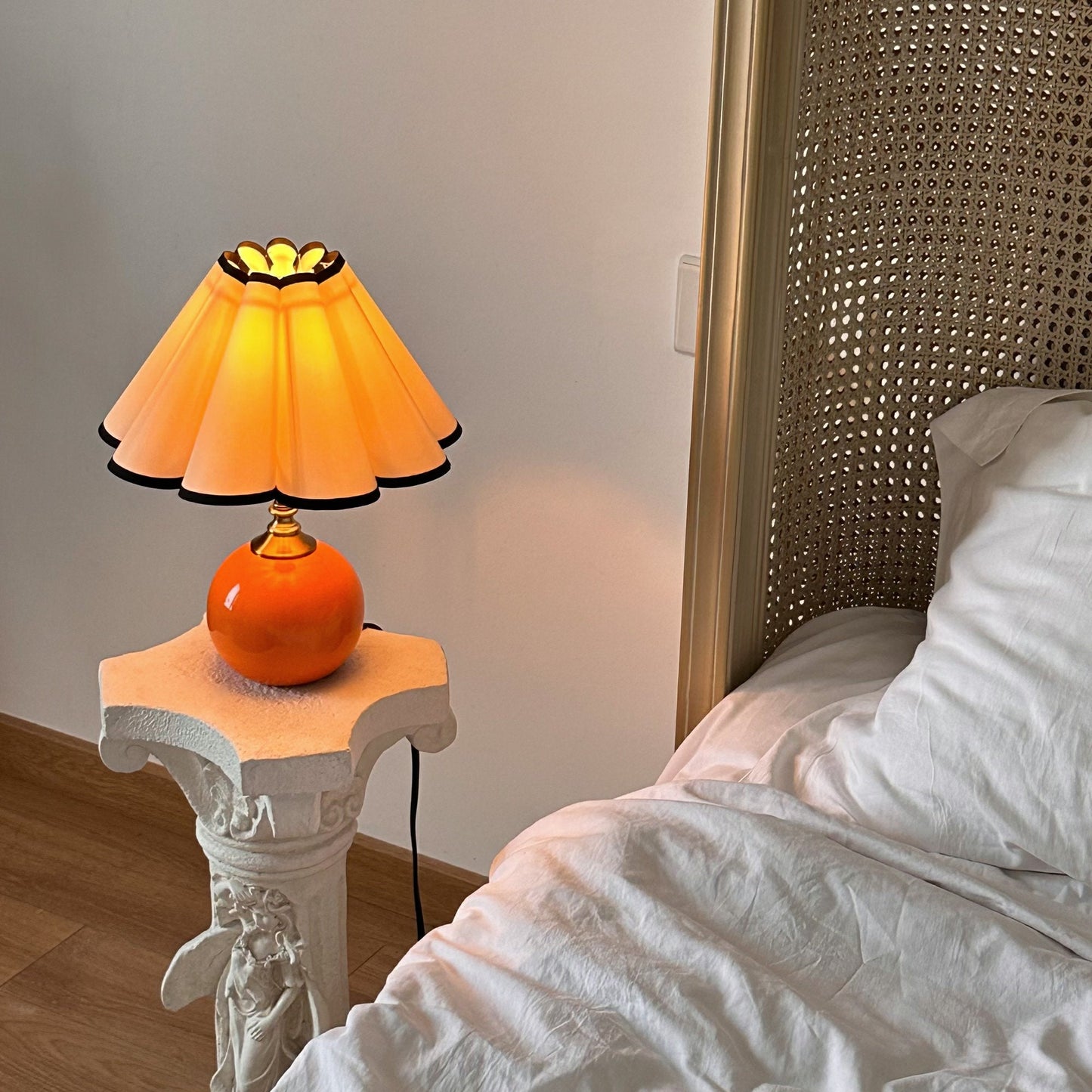 Handmade Orange Ceramic Table Lamp – Small Tall Table Lamp