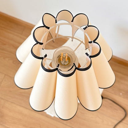 Handmade Oak Wood Vintage Table Lamp with Pleated Shade