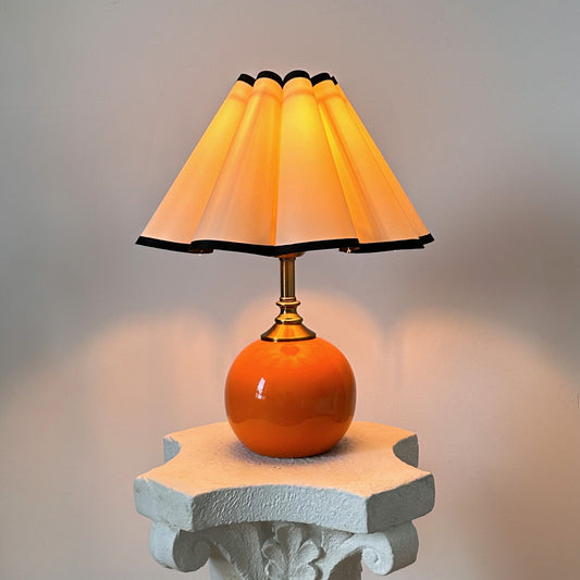Handmade Orange Ceramic Table Lamp – Small Tall Table Lamp
